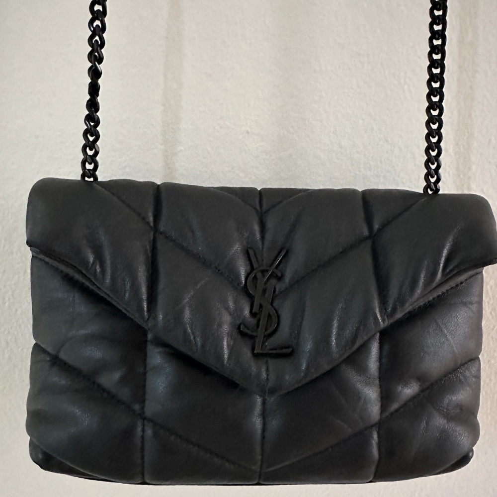 Yves Saint Laurent Black Quilted Envelope Leather Crossbody
